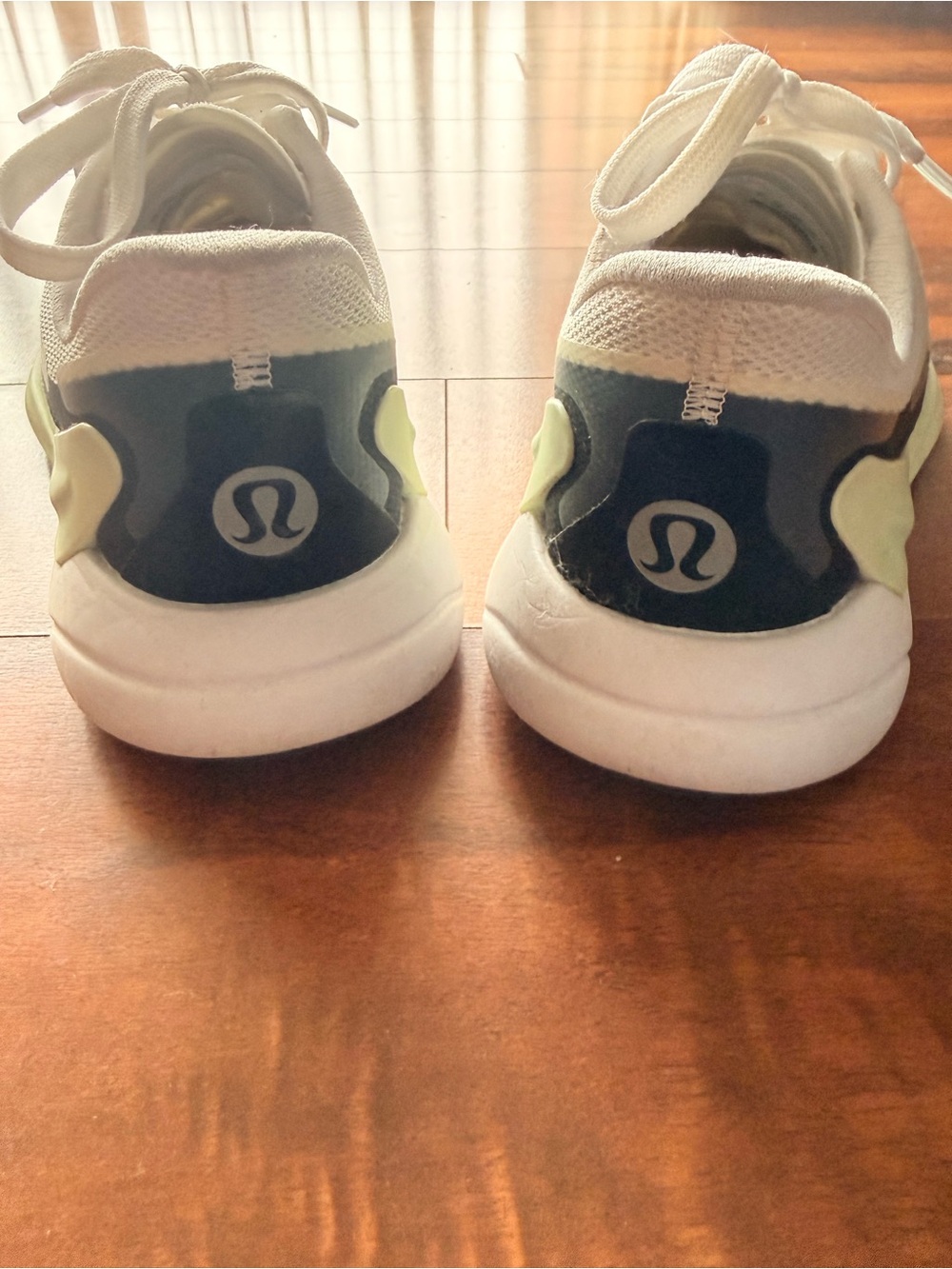 lululemon athletica White, Black & Pale Green Athletic Sneakers